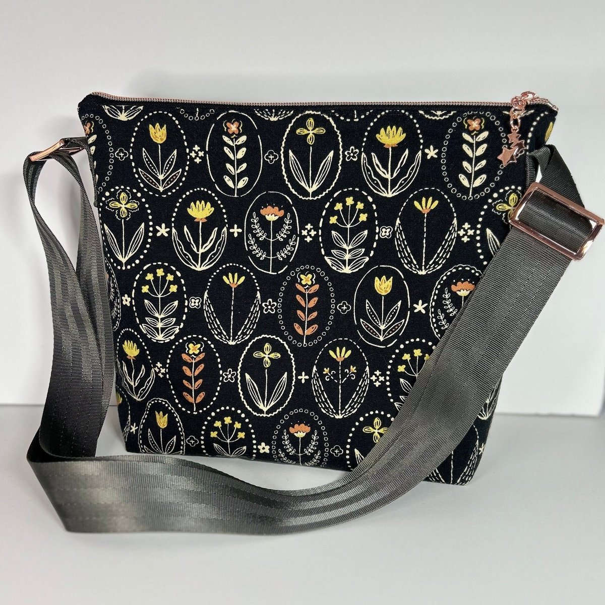 Framed Flowers Zippy Cross Body Bag
