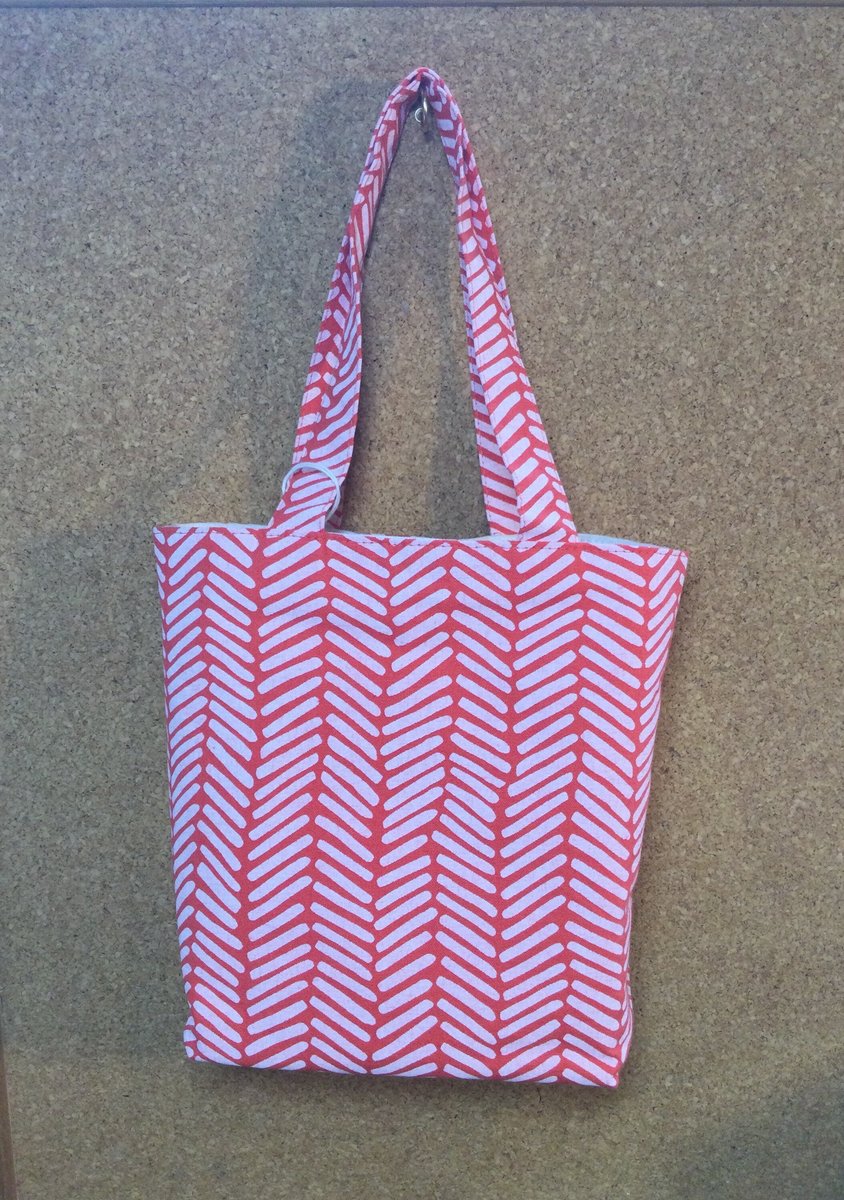 Pink and White Print Tote Bag