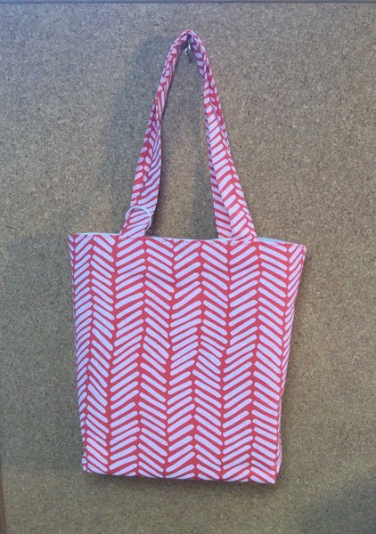 Pink and White Print Tote Bag